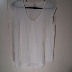 J. Crew White V-Neck Short Sleeve Blouse